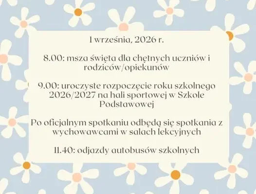 Rozpoczęcie roku szkolnego 2026/2027 w Przerośli – plan uroczystości