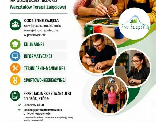 Warsztaty Terapii Zajęciowej w Suwałkach prowadzą rekrutację – wolne miejsca