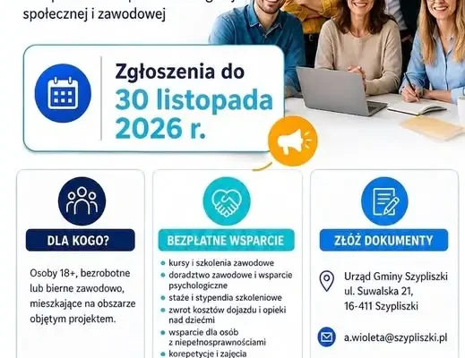 Gmina Szypliszki przedłuża nabór do projektu aktywizacji zawodowej