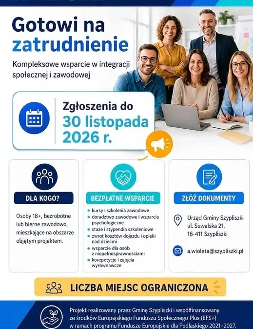 Gmina Szypliszki przedłuża nabór do projektu aktywizacji zawodowej