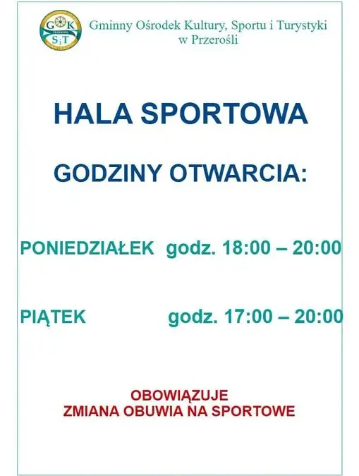 Zajęcia rekreacyjne na hali sportowej w Przerośli ruszają 19 października