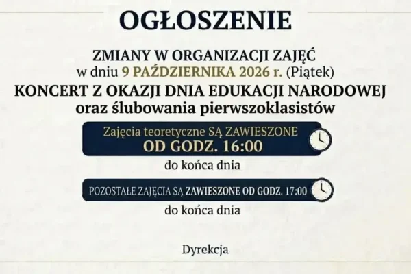 Suwałki: zmiany w zajęciach Państwowej Szkoły Muzycznej 9 października