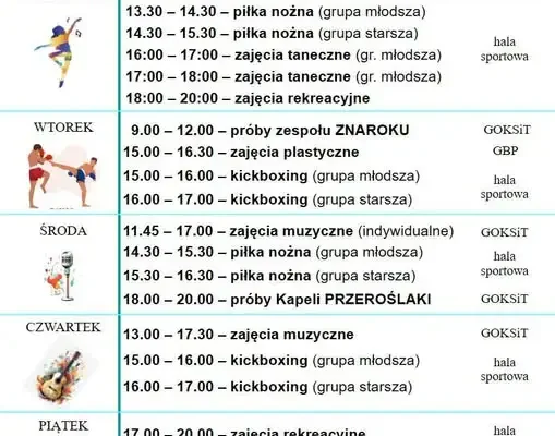 GOKSiT w Przerośli ogłasza harmonogram zajęć na sezon 2026/2027