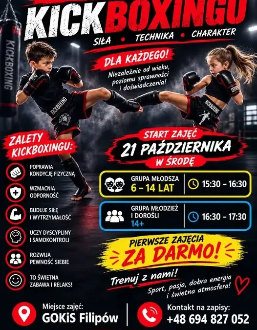 Kickboxing w Filipowie – rusza nowa sekcja sportowa dla dzieci i dorosłych
