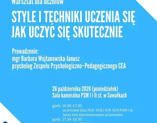 Warsztaty o skutecznej nauce w suwalskiej szkole muzycznej