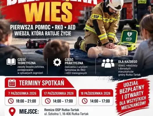 Rutka-Tartak: szkolenie z pierwszej pomocy i bezpieczeństwa już 17 października