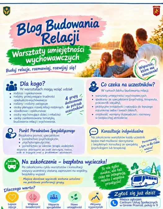 Bezpłatne warsztaty budowania relacji rodzinnych w Gminie Przerośl